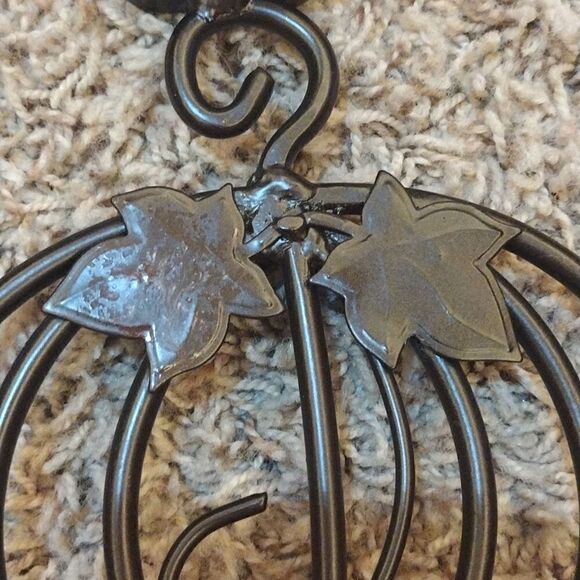 Set of Two Wrought Iron Fall Pumpkin Candle Holders Metal Home Decor - Picture 14 of 16